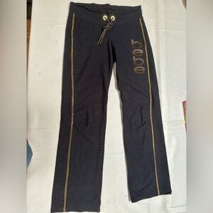 Bebe Blinged Gold and Indigo Pants Articulated Knees Women’s Sm